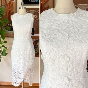 Betsy & Adam NWT White Daisy Lace Sleeveless Midi Dress, Size 8